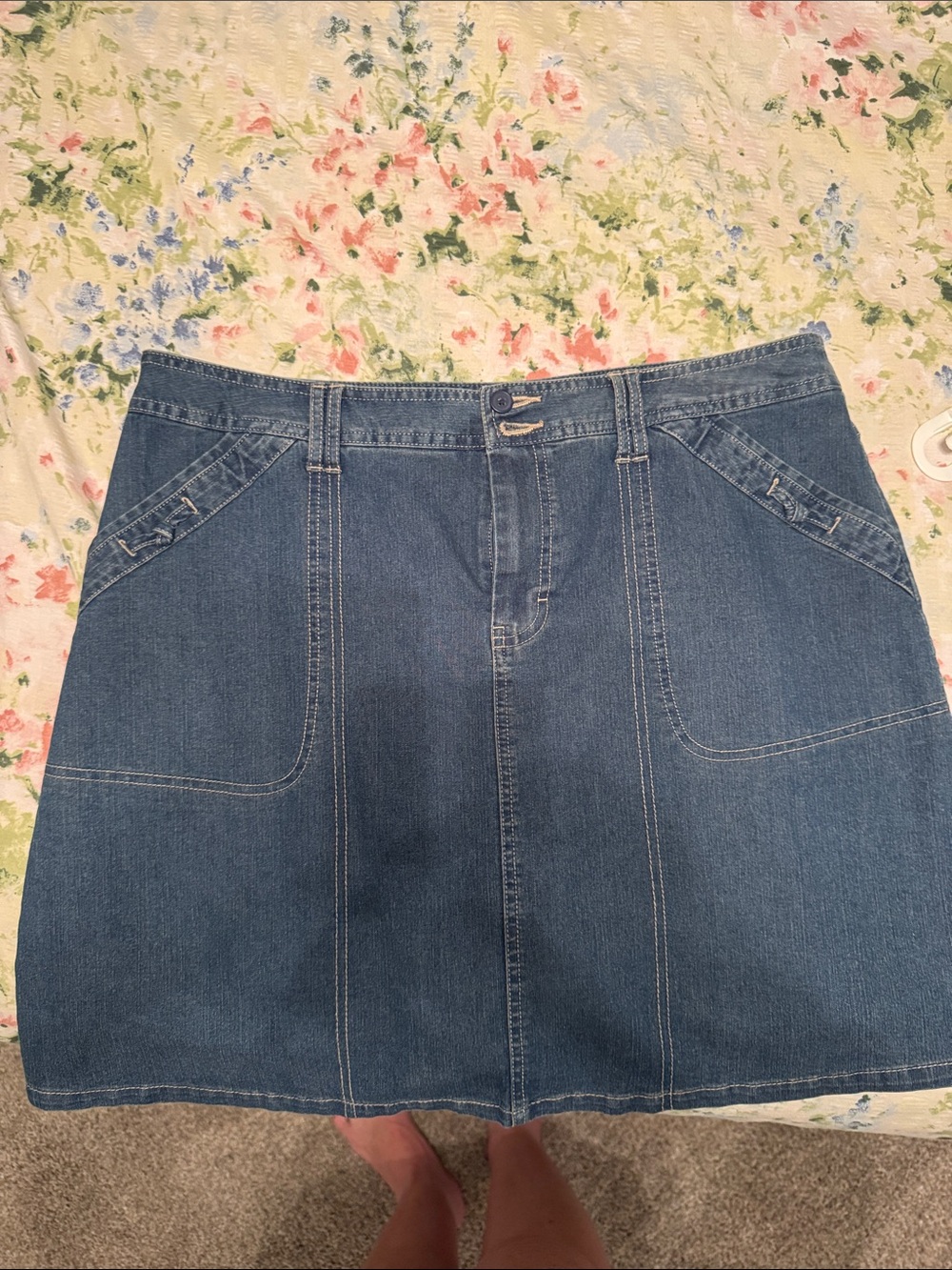 White Stag Dark Blue Denim A-Line Skirt